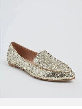 🆕️✨️8WW TORRID GOLD GLITTER POINTED LOAFER FLAT SHOE -  8WW ✨️